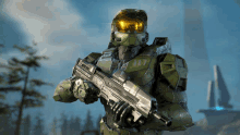 a man in a green armor with the number 117 on his chest