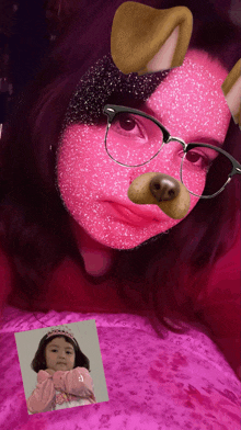 a girl wearing glasses and a dog ear mask