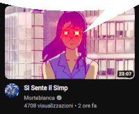 a cartoon of a woman with red eyes and the words si sente il simp on the bottom