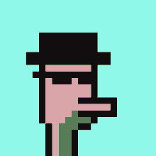 a pixel art drawing of a man wearing a hat and smoking a cigarette