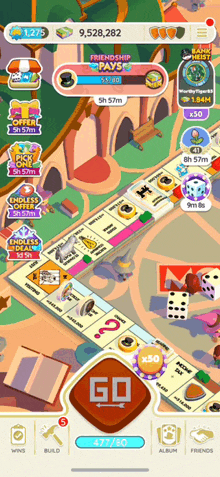 a screenshot of a game called monopoly with a go button on the bottom