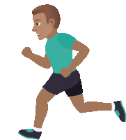 a man in a blue shirt and black shorts is jogging