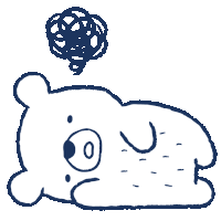 a drawing of a bear laying down with a bubble above his head