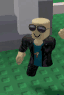 a cartoon character wearing sunglasses and a leather jacket