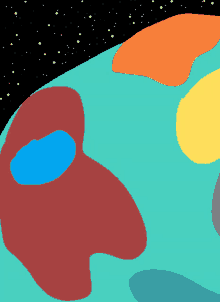 a drawing of a colorful planet with a black sky in the background