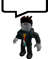 a roblox character with a speech bubble behind him