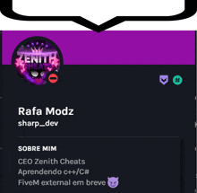 rafa modz has a purple and black logo on his profile