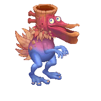 a cartoon character with a large beak and feathers on its head