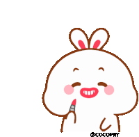 a cartoon of a bunny holding a lipstick in its hand