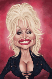 a caricature of dolly parton with a big smile