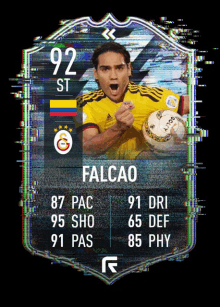 a soccer card for falcao with a soccer ball