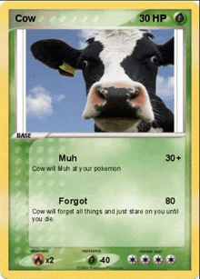 a card with a picture of a cow on it