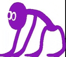 a purple octopus with a circle in its eyes and a circle in its mouth on a white background .