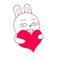 a cartoon rabbit is holding a red heart in its hands