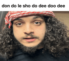 a man with curly hair and a beard has the words don do le sho do do dee doo dee above his head