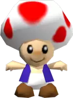 a toad with a red spot on his hat and a blue scarf