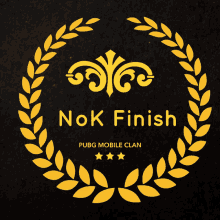 a gold laurel wreath with the words nok finish pubg mobile clan on it