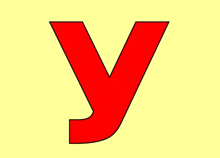 a red letter y with a yellow background