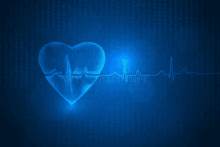 a heart is surrounded by a heartbeat line on a blue background