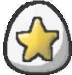 a pixel art icon of a white egg with a yellow star on it .