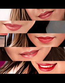 a collage of women 's lips showing different shades of lipstick