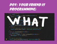 a poster that says " pov : your friend is programming "