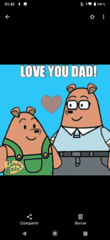 a cartoon of two bears with the words love you dad on the bottom