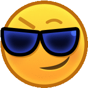 a yellow smiley face wearing sunglasses is winking