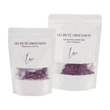 a bag of secrete obsession detoxed natural bath salts plum & mulberry