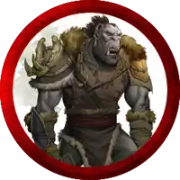 a picture of an orc in a circle with a red border