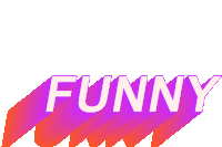 the word funny is on a purple and red background