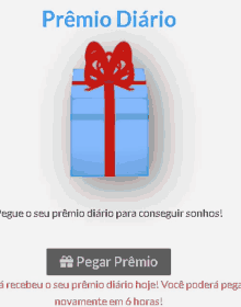 a blue gift box with a red bow and the words premio diario on the top