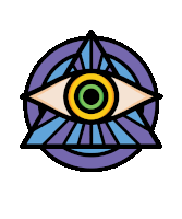 an all seeing eye in a circle with a triangle in the middle