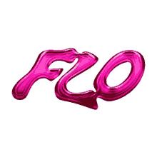 the word flo is written in a pink liquid against a white background