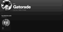 a screenshot of a profile for gatorade with a black background