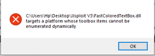 an error message that says users hp desktop usplot v3 fastcolored textbox.dll