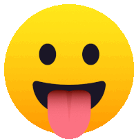 a yellow smiley face sticking out its tongue