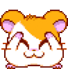 a pixel art drawing of a hamster covering its eyes