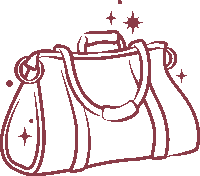 a drawing of a purse with a handle and stars