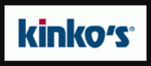 the logo for kinko 's is blue and white