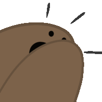 a cartoon drawing of a brown object with a black spot on its face