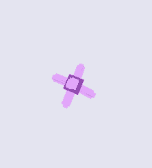 a purple cross with a square in the middle is on a purple background .