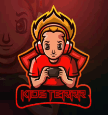 a kid wearing headphones is playing a video game and the logo for kidsterra