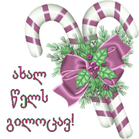 a candy cane with a purple bow and holly leaves says " congratulations " in a foreign language