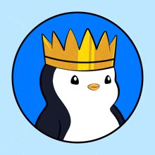 a penguin with a crown on its head