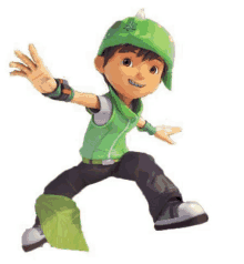 a cartoon character with a green hat and braces is standing on a green block .