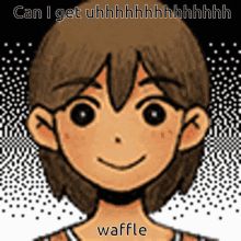 a picture of a cartoon character with the words " can i get uhhhhhhh waffle " below it