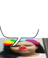 a girl with a clown nose and a speech bubble