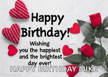 a birthday card for mike wishing him the happiest day ever