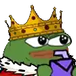 a cartoon frog wearing a crown and holding a purple star .